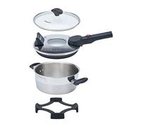 Remoska D51F/10 Duo Glas Cocotte multifonction 2-en-1 Couvercle 400 W 2 l Gaz/Electrique/Vitrocéramique/Induction Trois métaux Acier