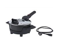 REMOSKA PRIMA Marmite à couvercle électrique | Cuisson de viandes, pains et desserts sucrés | Mini-four | Cuisson économique | Fabriqué tchèque (noir/argent, 2 l / 2 personnes / 400 W)