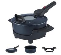 REMOSKA PRIMA Marmite à couvercle électrique | Cuisson de viandes, pains et desserts sucrés | Mini-four | Cuisson économique | Fabriqué tchèque (MARIA gris-bleu, 4 l / 4 personnes / 580 W)