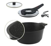 REMOSKA T42/41 Tria Lite Granite - Cocotte électrique 610 W et marmite avec couvercle en verre - Pour cuire, rôtir, cuire - Aluminium - Granit naturel antiadhésif - Fabriqué en République tchèque