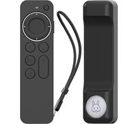 Remote Control Case For Apple Tv Siri Remote Control 4K 2021 With Airtag Holder, Airtag Not Included, Full Protective Silicone Cover For Apple Tv 4K 2021 And Airtag (Black)