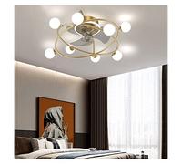 Remote Control Ceiling FanLlight Bedroom Dining Room Living Room Light Creative Ceiling Fan Light for Bedroom Living Room and Dining Room (Blade Color : B Black) (A White)