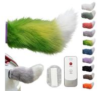 Remote Control Electric Car Tail, Wagging Tail for Car, USB Rechargeable Fluffy Tail Drift for Cars, Remote & Voice Control Moving Plush Tails forBicycle Auto Trunk Motorcycle RV Decor (Green)