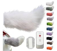 Remote Control Electric Car Tail, Wagging Tail for Car, USB Rechargeable Fluffy Tail Drift for Cars, Remote & Voice Control Moving Plush Tails forBicycle Auto Trunk Motorcycle RV Decor (White)