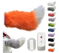 Remote Control Electric Car Tail, Wagging Tail for Car, USB Rechargeable Fluffy Tail Drift for Cars, Remote & Voice Control Moving Plush Tails forBicycle Auto Trunk Motorcycle RV Decor (Orange)
