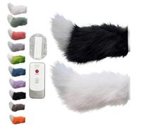 Remote Control Electric Car Tail, Wagging Tail for Car, USB Rechargeable Fluffy Tail Drift for Cars, Remote & Voice Control Moving Plush Tails forBicycle Auto Trunk Motorcycle RV Decor (Black+White)