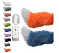 Remote Control Electric Car Tail, Wagging Tail for Car, USB Rechargeable Fluffy Tail Drift for Cars, Remote & Voice Control Moving Plush Tails forBicycle Auto Trunk Motorcycle RV Decor (Orange+Blue)