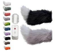 Remote Control Electric Car Tail, Wagging Tail for Car, USB Rechargeable Fluffy Tail Drift for Cars, Remote & Voice Control Moving Plush Tails forBicycle Auto Trunk Motorcycle RV Decor (Black+Gray)