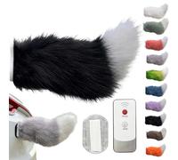 Remote Control Electric Car Tail, Wagging Tail for Car, USB Rechargeable Fluffy Tail Drift for Cars, Remote & Voice Control Moving Plush Tails forBicycle Auto Trunk Motorcycle RV Decor (Black)
