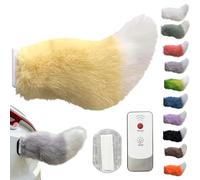 Remote Control Electric Car Tail, Wagging Tail for Car, USB Rechargeable Fluffy Tail Drift for Cars, Remote & Voice Control Moving Plush Tails forBicycle Auto Trunk Motorcycle RV Decor (Yellow)