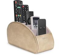 Remote Control Holder With 5 Compartments, Pu Leather Storage Box For Tv Remote Controllers, Heating Controllers, Media Player, Office Supplies (Beige Grey)