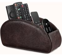 Remote Control Holder With 5 Compartments, Pu Leather Storage Box For Tv Remote Controllers, Heating Controllers, Media Player, Office Supplies (Coffee)