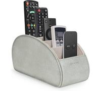 Remote Control Holder With 5 Compartments, Pu Leather Storage Box For Tv Remote Controllers, Heating Controllers, Media Player, Office Supplies (Grey Light)