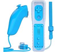 Remote Controller For Wii, Built-In 2 In 1 Motion Plus With Silicon Case And Nunchuck (Blue)