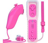 Remote Controller For Wii, Built-In 2 In 1 Motion Plus With Silicon Case And Nunchuck (Pink)