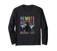 Remote Hustle Global Life Digital Nomad Design Manche Longue