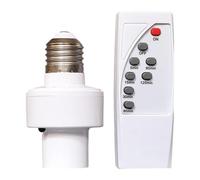 Remote Lamp Socket - E27 Base Holder, Wireless Timing Function Bulb Adapter, Smart Control Switch Unit | Portable Ceiling Light Controller Device, Auto Timer System for Closet Bedroom