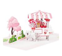 REMOtech Carte pop-up 3D - Amour - Carte de vœux romantique pour la Saint-Valentin - Avec chariot à bonbons en forme de cœur, banc et lanternes - Fabriquée à la main - Papier de qualité supérieure