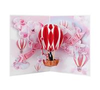 REMOtech Carte pop-up 3D motif montgolfière - Carte de vœux romantique avec ballon en forme de cœur flottant et couple - Effet 3D puissant - Fabriquée à la main en papier de qualité supérieure
