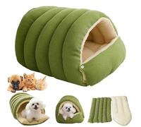 Removable and Washable Winter Closed-Off Cat Bed,Indoor Cat Bed Cave Style,Foldable Pet Nest House,Warm Soft Dog Tent,Thick Dog Sleeping House,Comfor Plush Snuggle Hut for Kitty,Puppy,Pets (Green-L)