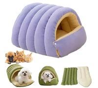 Removable and Washable Winter Closed-Off Cat Bed,Indoor Cat Bed Cave Style,Foldable Pet Nest House,Warm Soft Dog Tent,Thick Dog Sleeping House,Comfor Plush Snuggle Hut for Kitty,Puppy,Pets (Purple-L)