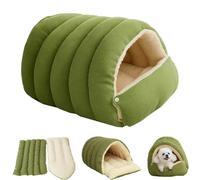 Removable and Washable Winter Closed-Off Cat Bed,Soft Fluffy Warm Autumn/Winter Cats House,Indoor Cat Bed Cave Style,Foldable Pet Nest House,for Indoor Cats Small Dogs (Green-L)