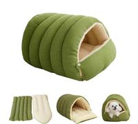Removable and Washable Winter Closed-Off Cat Bed,Soft Fluffy Warm Autumn/Winter Cats House,Indoor Cat Bed Cave Style,Foldable Pet Nest House,for Indoor Cats Small Dogs (Green-M)
