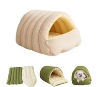 Removable and Washable Winter Closed-Off Cat Bed,Soft Fluffy Warm Autumn/Winter Cats House,Indoor Cat Bed Cave Style,Foldable Pet Nest House,for Indoor Cats Small Dogs (Beige-M)