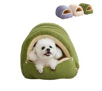 Removable and Washable Winter Closed-Off Cat Bed, Warm Foldable Cat Bed for Winter, Soft Cotton Cozy Cats Cave House, Provide Comfort for Pets (Green,L)