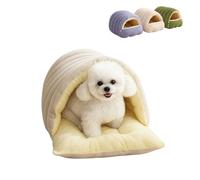 Removable and Washable Winter Closed-Off Cat Bed, Warm Foldable Cat Bed for Winter, Soft Cotton Cozy Cats Cave House, Provide Comfort for Pets (Beige,L)