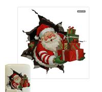 Removable Hole Design Christmas Wall Decor Stickers - Festival Santa Clings, Christmas Decals for Walls, Beautiful 3D Visual Effect Multi Exterior Use Feature, Wall Art Decals, Apartment Thanksgiving