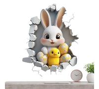 Removable Wall Decals - 2D Adhesive Wallpaper | Hole Break Design Bunny Egg Pattern Wall Stickers For Bedroom Nursery Classroom Playing Room Easter Decor