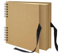 Remowith 20,5x20,5 cm Album Photo Scrapbook DIY Scrap Book Album 40 Pages, Livre d'images en Papier Kraft avec Ruban de Soie Livre d'or de Mariage Livre de Souvenirs pour bébé Famille Voyage, Kaki