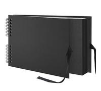 Remowith 29x21,5 cm Album Photo Scrapbook DIY Scrap Book Album 40 Pages, Livre d'images en Papier Kraft avec Ruban de Soie Livre d'or de Mariage Livre de Souvenirs pour bébé Famille Voyage, Noir