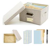 Remowith Organiseur et Boîte de Rangement pour Cartes de Vœux avec 20 Séparateurs Réglables, 84 Étiquettes, Idéal pour Ranger Cartes de Vœux, Enveloppes et Photos, 1 Paquet, Beige