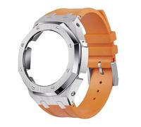 Remplacement Bracelet de Montre en Silicone avec Lunette Acier Inoxydable 316L compatible Casio G-Shock GA-2100 / GA-2110 | Orange