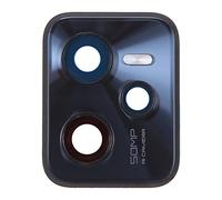 Remplacement compatible avec Realme C35 RMX3511 / Narzo 50A Prime RMX3516 verre arrière vitre coque objectif + cadre anneau arrière caméra BACK camera (Noir)