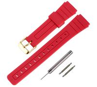 Remplacement de bracelet TPU pour Casio F-91W/F-84/F-94/F-105/F-108/A-158, bracelets pour hommes et femmes(Red/Gold Buckle)