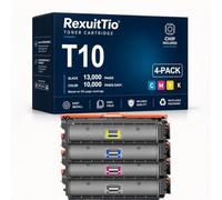 Remplacement de la Cartouche de Toner T10 à Haut rendement Convient à T10, Compatible avec Canon i-SENSYS C1533P C1538P, 4 Paquets Noir Cyan Magenta Jaune avec Puce