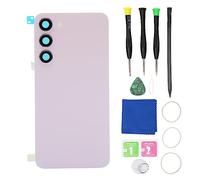 Remplacement de la Vitre Arrière pour Galaxy S23 Plus, Porte du Boîtier de Couverture en Verre Arrière avec Objectif de Caméra et Bande Pré-installée, Kits D'outils (Rose)
