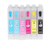 Remplacement de Recharge Compatible à Cartouches en Encre avec imprimante à Jet d'encre pour Puce permanente pour Imprimer Photos Documents (ICBK50 / ICC50 / ICM50 / ICY50 / ICLC50 / ICLM50)