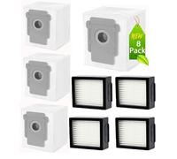 Remplacement de Sacs Réutilisable pour iRobot Roomba, Sacs à Poussière pour Aspirateur iRobot Roomba i7 i7+ Plus, i3 i3+ Plus, S9 S9+ Plus, E5 E6 E7, 4 Sacs à Poussière, 4 Filtres