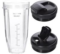 Remplacement De Tasse De Mélangeur 32OZ Avec 2 Couvercles, Compatible For Ninja, Mélangeur Auto IQ BL450 BL480 BL642 BL680 BN801 SS101 SS151