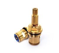 Remplacement de valve du robinet à cartouche à disque en céramique et tige en laiton quart de tour G1/2" x 60 mm x 10 mm longueur de cannelure 20 dents, cartouches de robinet (Red and Blue)
