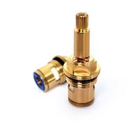 Remplacement de valve du robinet à cartouche à disque en céramique et tige en laiton quart de tour G1/2“ x 65 mm x 10 mm longueur de cannelure 20 dents, cartouches de robinet (Red and Blue)
