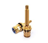 Remplacement de valve du robinet à cartouche à disque en céramique et tige en laiton quart de tour G1/2" x 98 mm x 10 mm longueur de cannelure 20 dents cartouches de robinet (Red and Blue)
