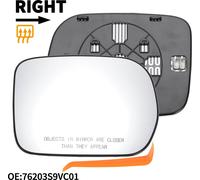 Remplacement De Vitre De Rétroviseur Avec Plaque De Support Pour Honda Pilot 2003-2008 C?té Droit 1 Ensemble