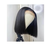 Remplacement des cheveux Perruque courte en dentelle transparente avec frontal cheveux humains 100% raides, perruque Bob pré-épilée 13x4 for femmes(8inches)