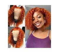 Remplacement des cheveux Perruque Lace Front Wig Deep Wave, cheveux humains, coupe au carré, couleur pré-épilée(10inches)