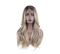 Remplacement des cheveux Perruques Lace Front Wig synthétiques de 24 pouces, perruques blondes ondulées à reflets brun miel